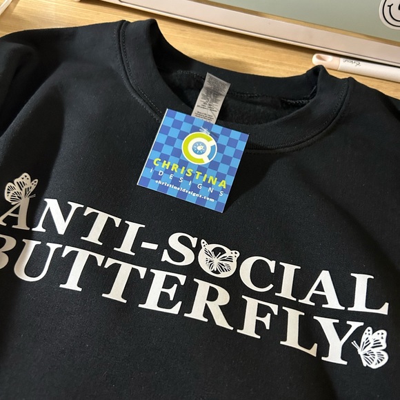 Antisocial butterfly sweatshirt introvert crewneck - Picture 4 of 5
